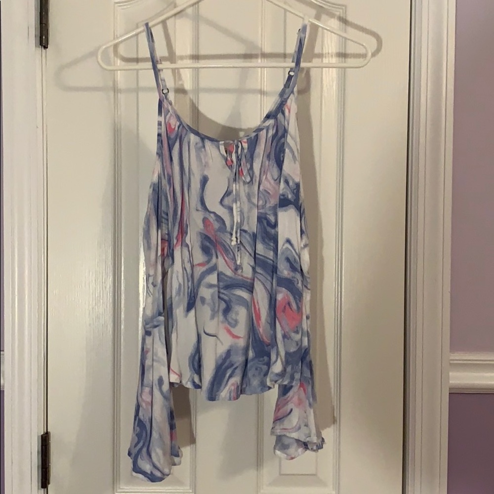 Hollister Tie-Dye Cold Shoulder Blouse